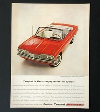 1962 Pontiac Tempest Advertisement Le Mans Red Convertible Vintage Print Ad