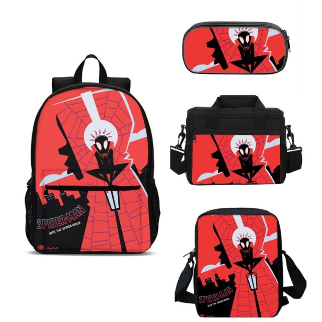 Spider-Man Students Backpack Set Kids Shoulder Bag Crossbody Lunch Bag Pen Case