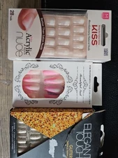 Assorted Press On Nail Chips NIB 3 sets Self-Adhesive Nails New