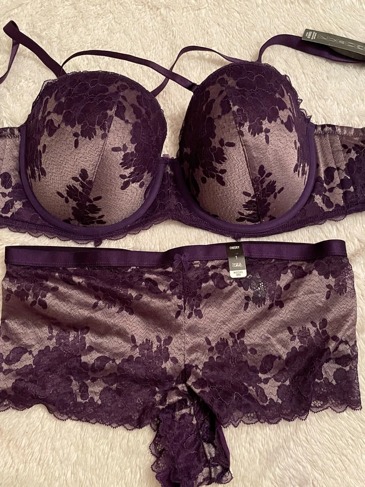 Lote 40DDD/1 Encaje Púrpura/Gris Sujetador TORRID Curve Push-Up ACOLCHADO Foto 4 de 4