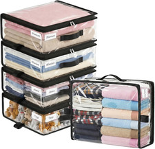 5 Pack Clear Storage Bags with Zipper Handles, Sheet Organizers and Storage PV