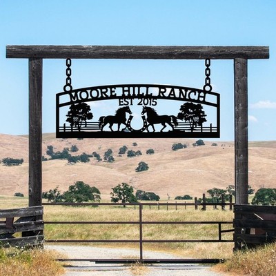 Personalized Horse Ranch Metal Sign, Custom Farm Barn Wall Decor