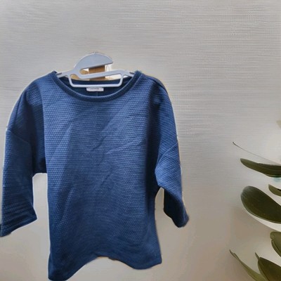 Orsay - blaues, strukturiertes, Langarmshirt, Rundhalsausschnitt oder Pullover, Gr. 10