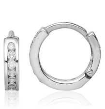 925 Sterling Silver CZ Huggie Small Hoop Earrings
