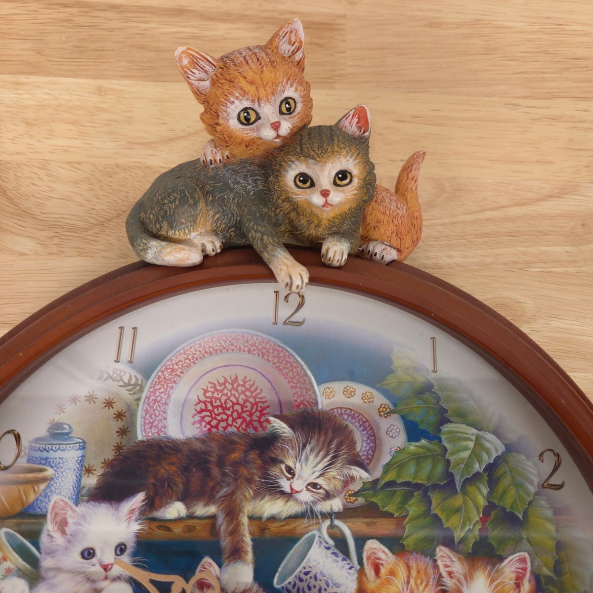 Vtg Cat Clock Bradford Exchange Kitchen Capers Kitten Handcrafted