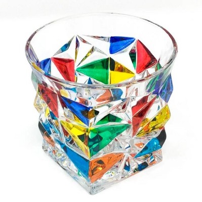 Gage Glacier Murano Crystal Whiskey Glass, Multi-color (VA442M)