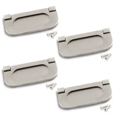 Waziaqoc 4Pcs 3Inch Modern Hidden Recessed Handle, Zinc Alloy Door Pull Silve...