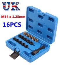 16Pcs Spark Plug Re-thread Repair Tap Tool Thread Reamer Insert M14 x 1.25mm Set