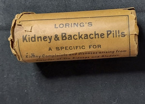 Old Quack Medicine Wood Container Loring's Kidney Pills PL Abbey Kalamazoo MI