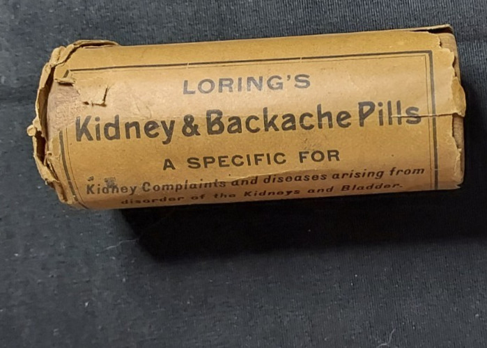 Old Quack Medicine Wood Container Loring's Kidney Pills PL Abbey Kalamazoo MI