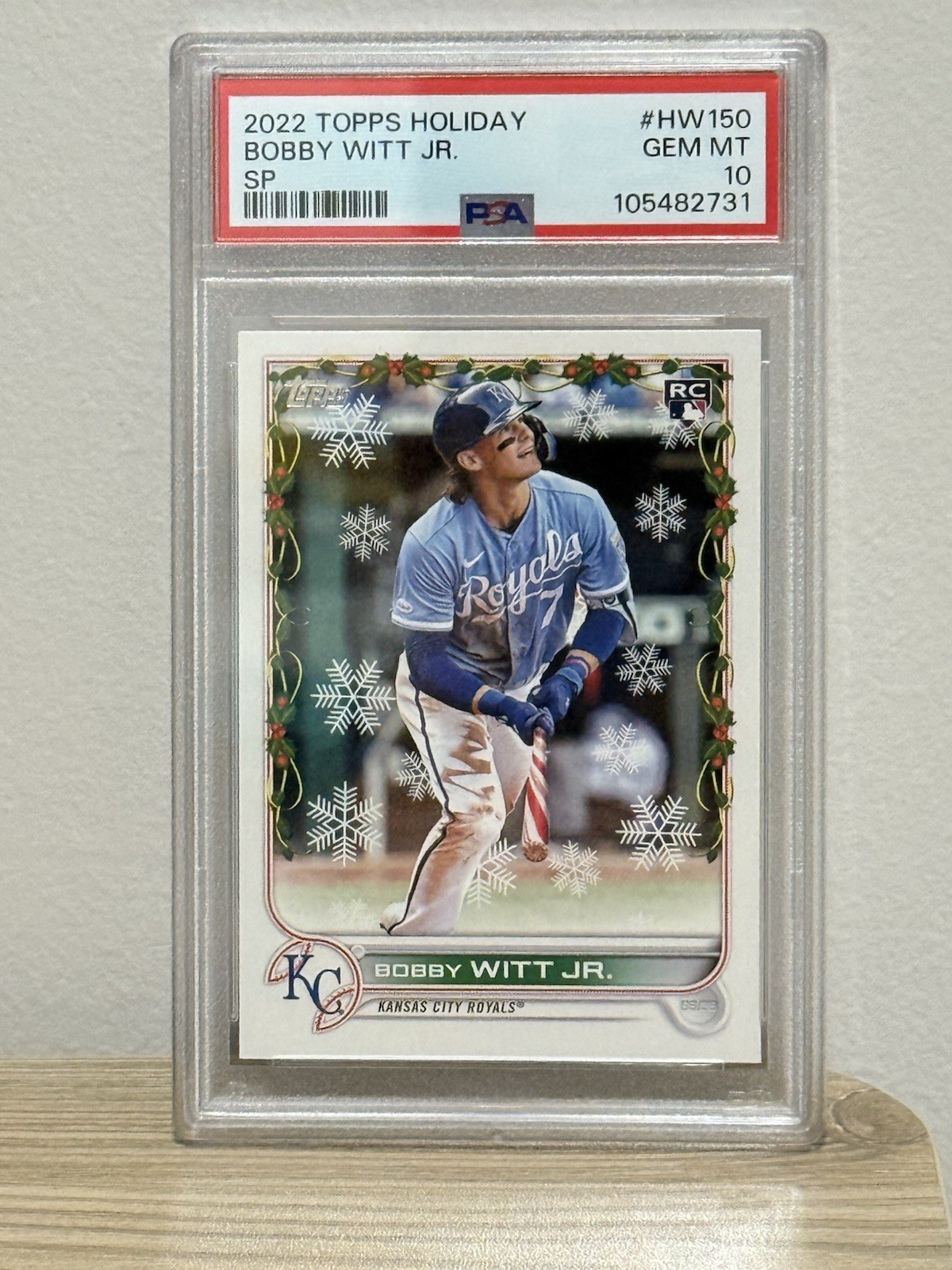 2022 Topps Holiday - BOBBY WITT JR - RC SP Candy Cane Bat - Royals #HW150 PSA 10