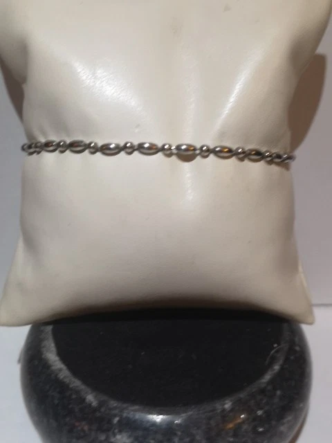 Vintage Sterling Silver Ball & Oval Bead Fancy Chain Bracelet 925