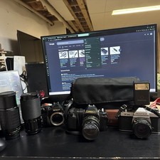 Vintage Camera Lot W/ Accessories Case Canon Nikon Pentax