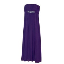 Vintage Dave  Johnny Purple Chiffon Prom Dress 1/2 XS Strapless Beaded Empire