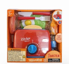 Toy Kitchen Toaster Set Light Up Sound Toy Toaster Kids Pretend Play Appliance