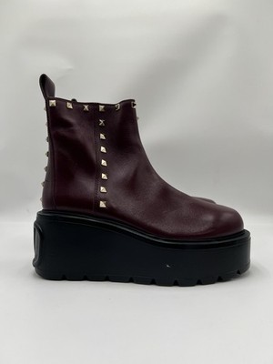 Valentino Garavani Uniqueform platform chelsea boot in rubin Leather Size 39