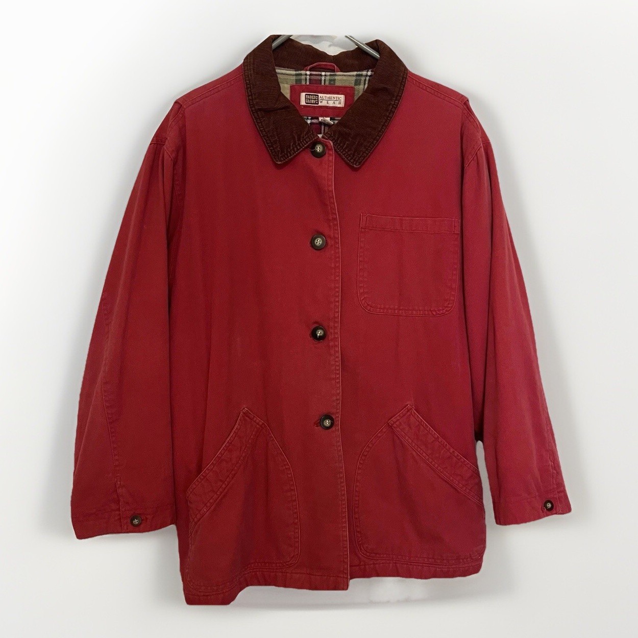 VTG Faded Glory Jacket Womens XL Red Field Chore Barn Coat Flannel