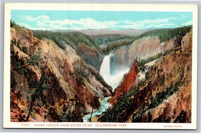 Yellowstone Grand Canyon Artist Point Lower Falls J. E. Haynes Postcard