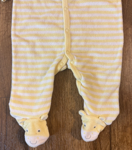 Pijama Carters Niño Niña Dormir 6 Meses Y2K Pies Amarillo Rayas Jirafa Terry - Imagen 4 de 9