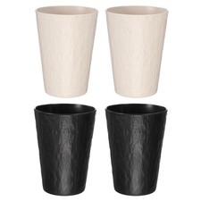 4 Pcs Bathroom Tumbler, 13.5 oz 2.2 x 4.1" Toothbrush Cup, Black/Beige