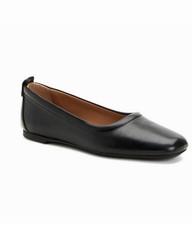 Aquatalia Janette Black Round Toe Water Resistant Leather Ballet Flats $395 Sz 7