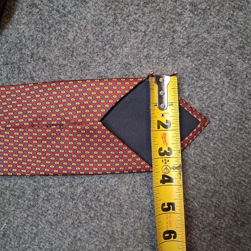 Corbata de seda seta patrón geométrico hecha en italia 100% seda 59x3,5 Foto 4 de 4
