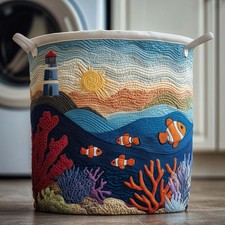 Quilted Embroidery Laundry Basket Storage Basket Dirty Clothes Basket Hamper 202