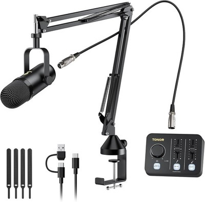 Podcast Equipment Bundle, Audio Mixer Dynamisches Mikrofon + Auslegerarm Cubase