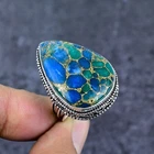 Natural Copper Blue Turquoise 925 Sterling Silver Jewelry Ring Size 9.5 a477