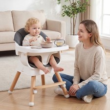 Solid Wood Baby Chair Convertible High Chair for Babies and Toddlers