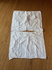 Set Of 2 Vtg White Cotton Standard Pillow Shams White/Eyelet Border 18" X 23"