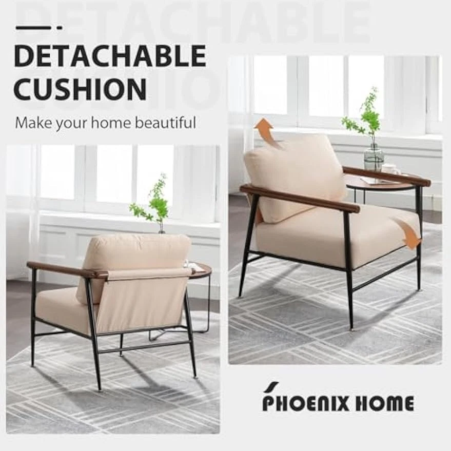 Silla acento moderna de mediados de siglo CANMOV, sillón elevado para sala de estar Foto 3 de 4