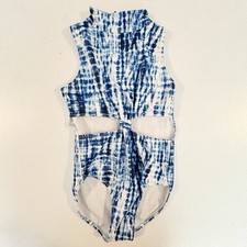 Danz N Motion Girls Tie Dye Cut Out Leotard Size 12-14 Blue Mock Neck Ballet