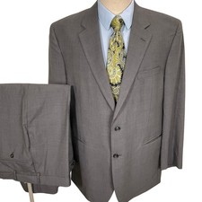 Jos A Bank Suit Mens 46R Gray Glen Plaid 2 Button Office Neutral Wool Retro 2pc
