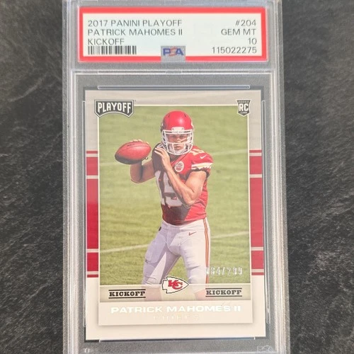2017 Panini Playoff Patrick Mahomes II #204 Kickoff 084/299 PSA 10 RC
