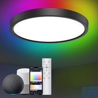 Deckenleuchte Led 28W Ø30Cm Smart Rgbic Dimmbar App Steuerung Schwarz