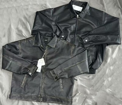 Beams Retro Flip Collar Motorcycle Leather Jacket
