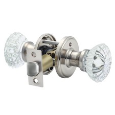 Glass Door Knobs Interior with Lock, Satin Nickel Door Handles, Crystal Door ...