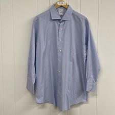 Brooks Brothers Dress Shirt XL 17-34 Blue White Stripe Egyptian Cotton USA Made