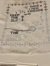 Unfinished Vintage Paragon Needlecraft Friendship Sampler, Some Floss Included