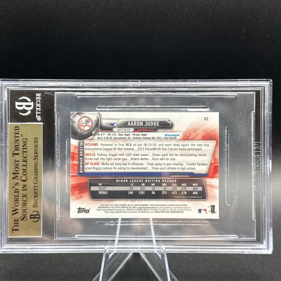 Aaron Judge BGS 9.5 NM-MT+ 2017 Bowman Chrome Mini Rookie #32 RC card Yankees - Image 2 of 2