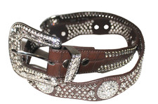 NOCONA WOMEN'S BROWN LEATHER STUDDED BLING WESTERN COWGIRL BELT MEDIUM N3416202