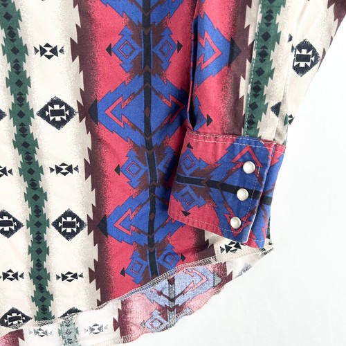 Wrangler Western Shirt Mens XL Aztec Southwestern Print Long Sleeve Pearl Snap - Picture 7 of 11