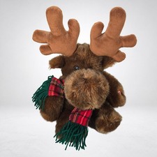 Dan Dee Singing Moose Plush Grandma Got Run Over Reindeer Song Tartan Scarf 14in