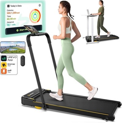 UREVO Strol 2E 2-in-1 Folding Treadmill Walking Pad with Safety Handle for Home
