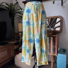 Vintage 90  s Jams World Ivory Flower Draw String Pants Size Medium