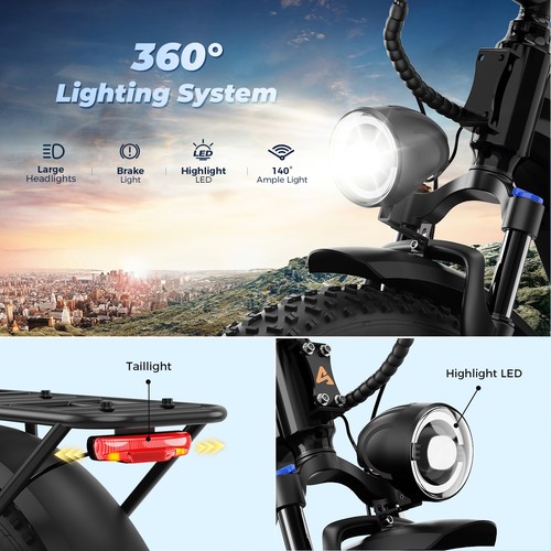 1800W 26" Fat Tire Electric Bike 48V 17.5AH 36MPH eBike for Adults Mountain US - Picture 8 of 23