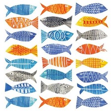 20 Servietten Atlantic Bunte Fische Meerestiere Ozean Natur orange blau 33x33cm
