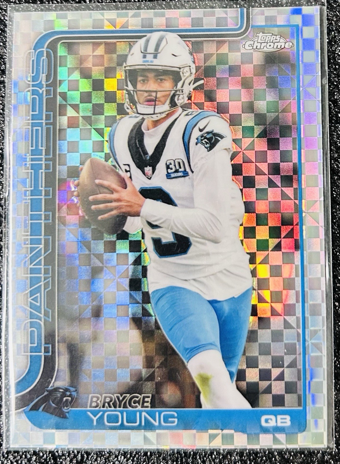 2025 Topps Chrome Bryce Young #40 X-Fractor Carolina Panthers