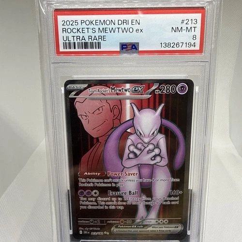 Team Rocket's Mewtwo ex 213/182 Sv10: Destined Rivals Holo PSA 8